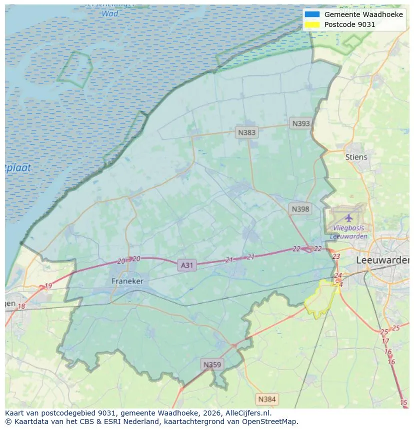 Mapa de códigos postales para 9031
