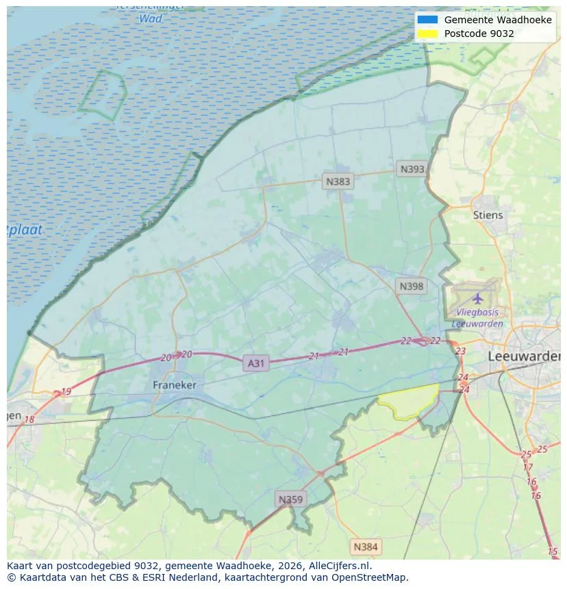 Postcodekaart voor 9032