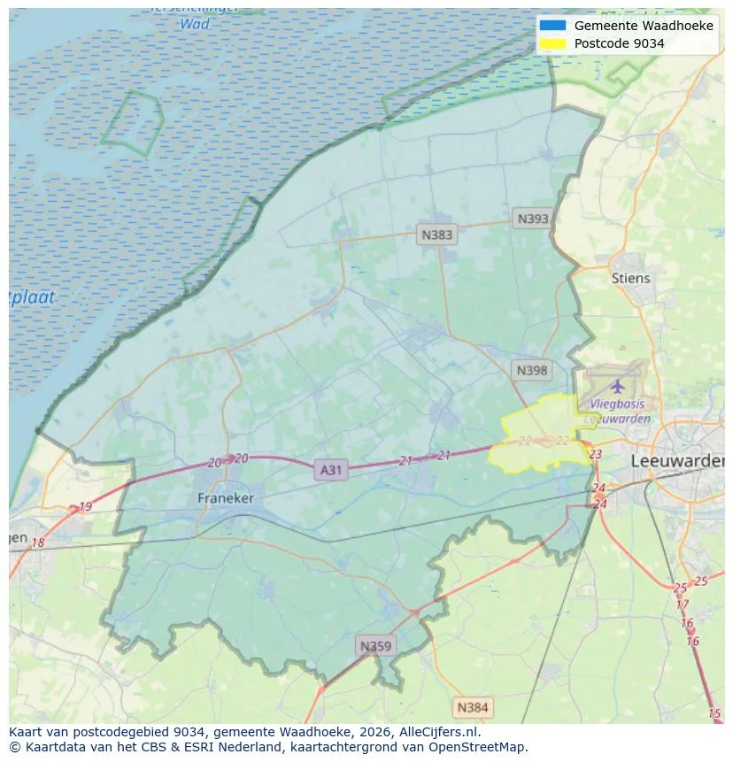 Postcode map for 9034