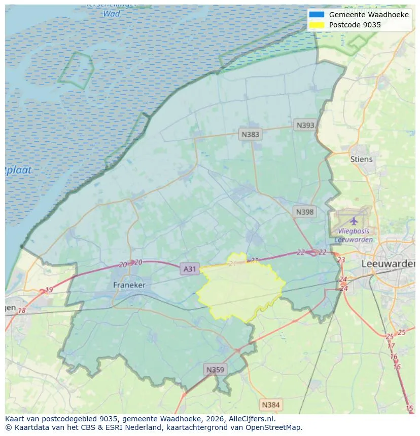 Postcodekaart voor 9035