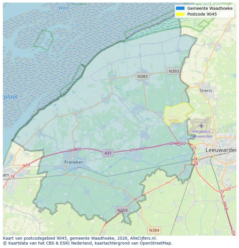 Mapa de códigos postales para 9045