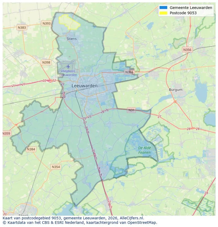 Postcodekaart voor 9053