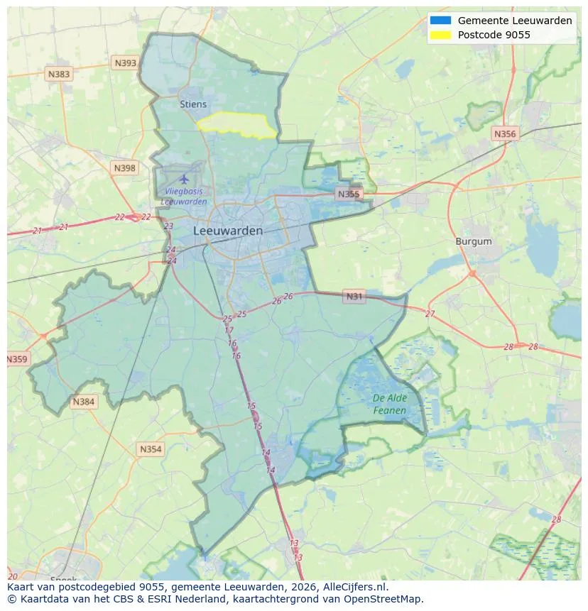 Postcode map for 9055