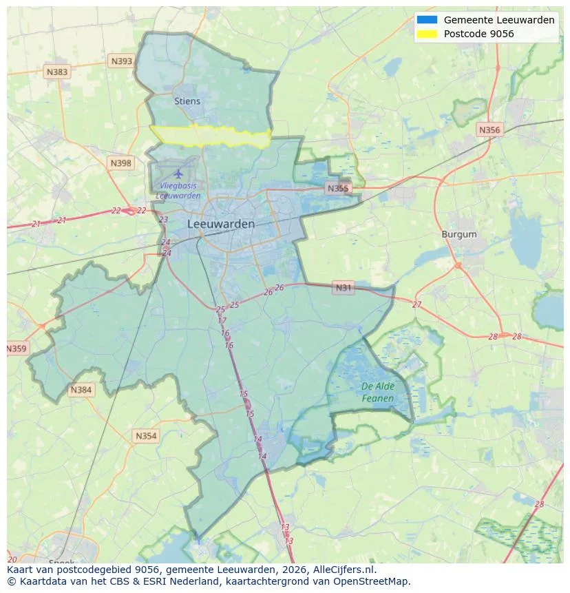 Mapa de códigos postales para 9056