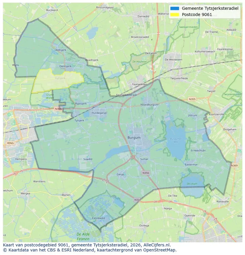 Postcodekaart voor 9061