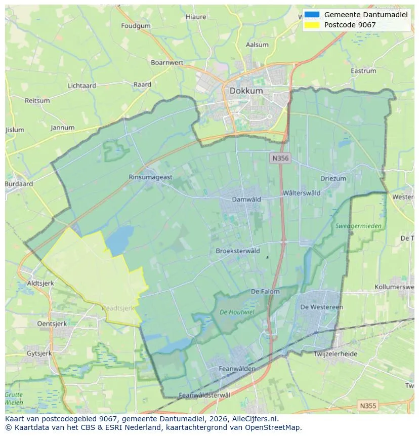 Postcodekaart voor 9067