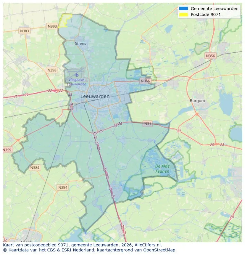 Postcodekaart voor 9071