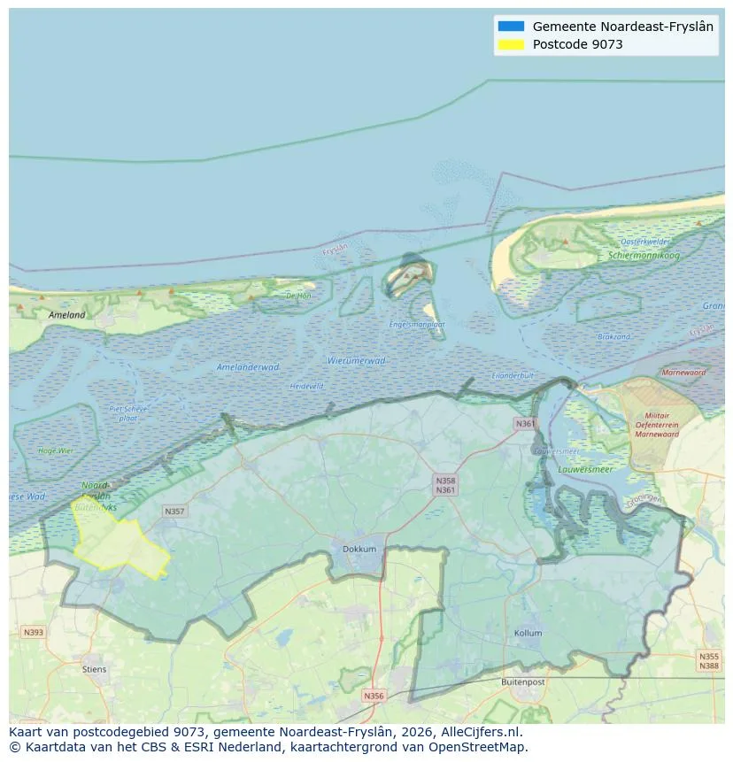 Postcodekaart voor 9073
