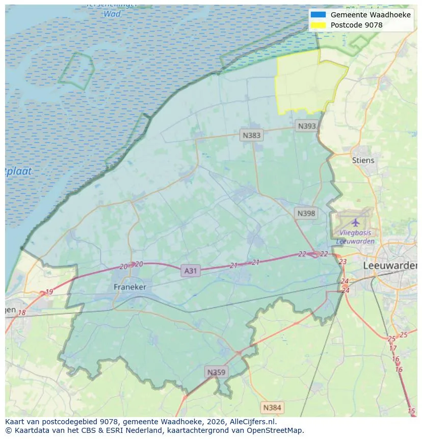 Postcodekaart voor 9078
