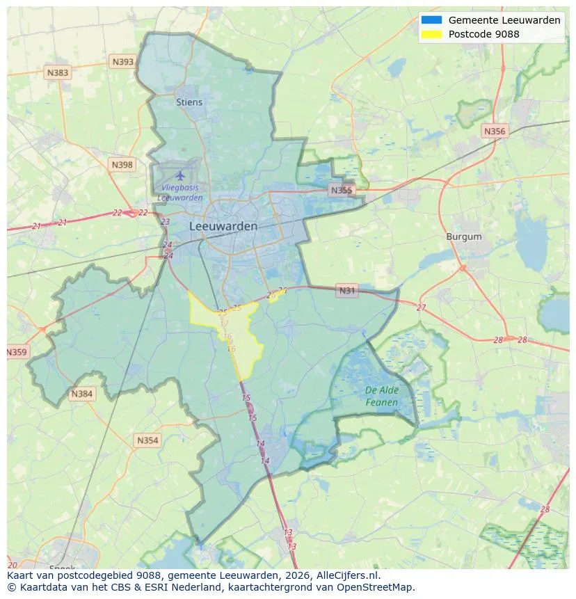 Postcode map for 9088