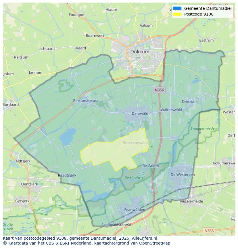 Postcodekaart voor 9108