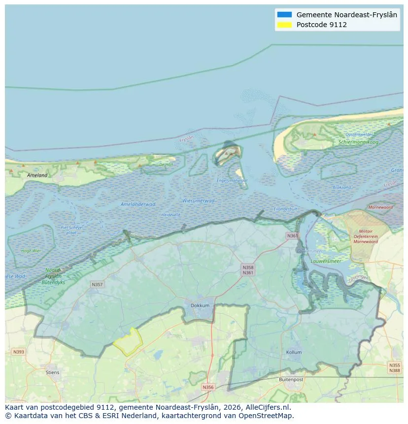 Mapa de códigos postales para 9112