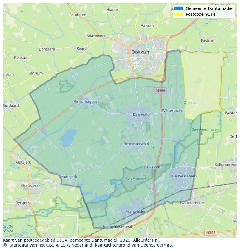 Mapa de códigos postales para 9114