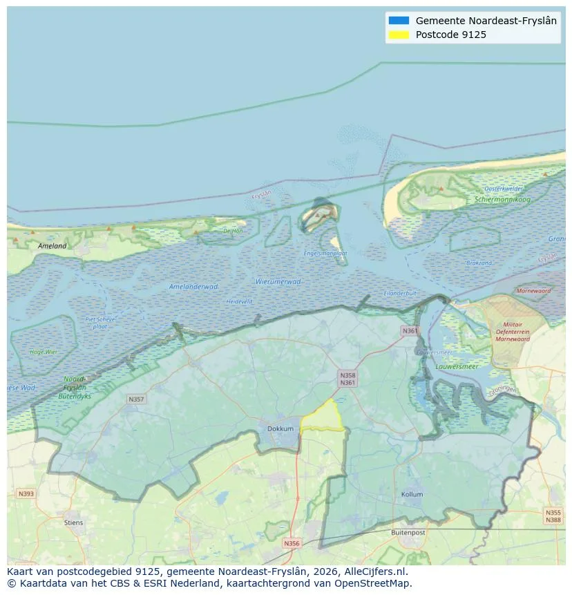 Postcodekaart voor 9125