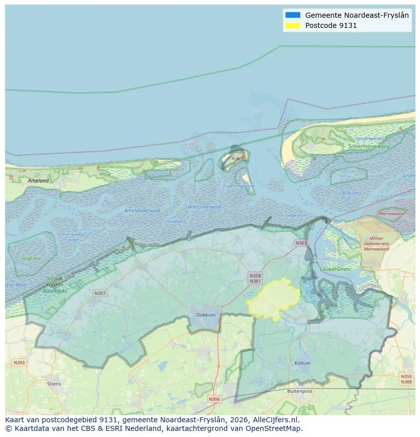 Mapa de códigos postales para 9131