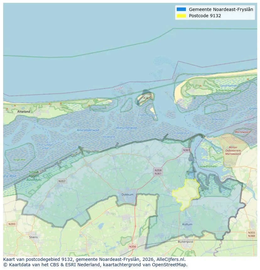 Postcodekaart voor 9132