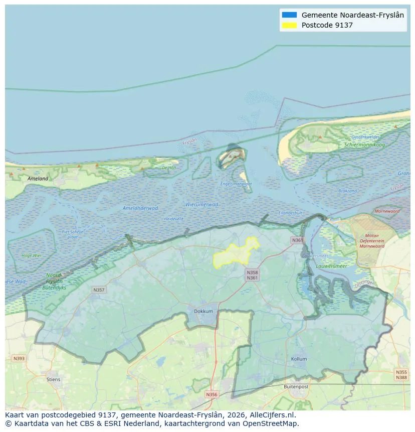 Postcodekaart voor 9137