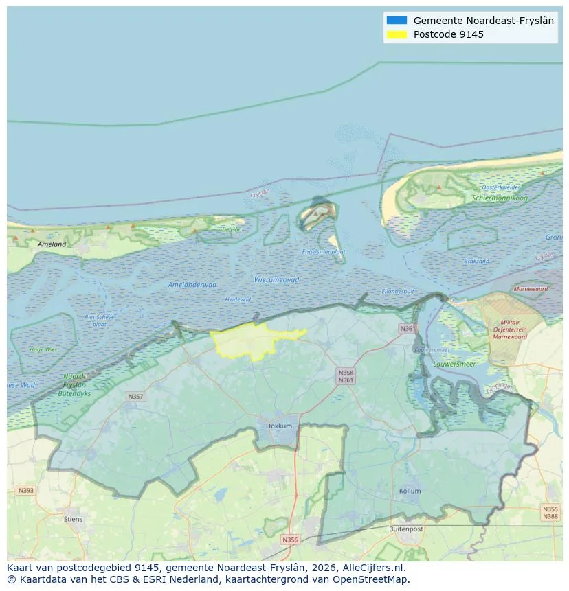 Postcodekaart voor 9145