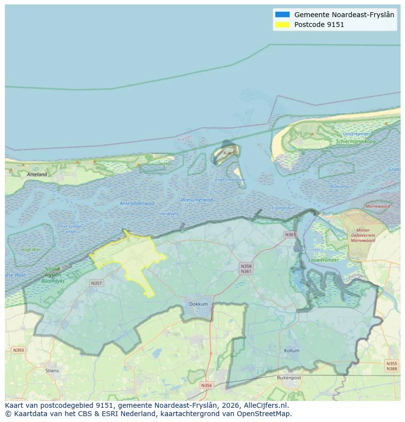 Postcodekaart voor 9151