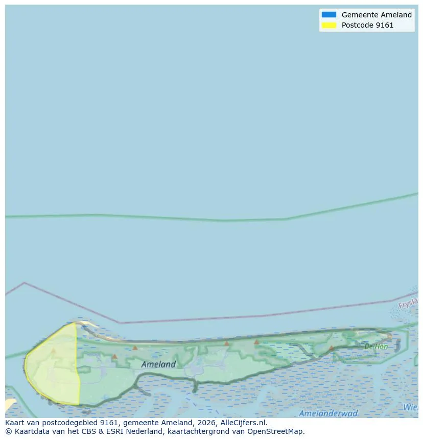 Postcodekaart voor 9161