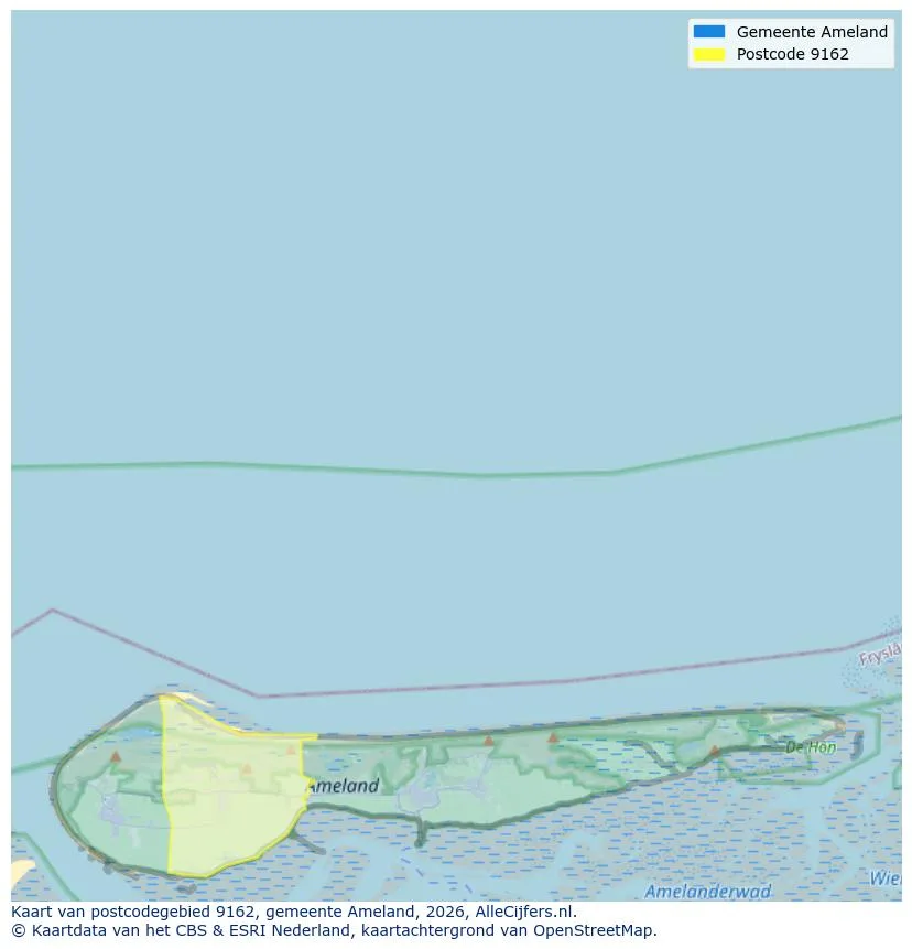 Mapa de códigos postales para 9162