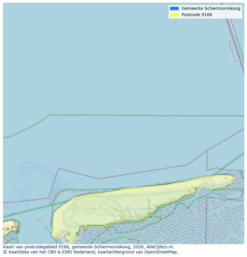 Postcodekaart voor 9166