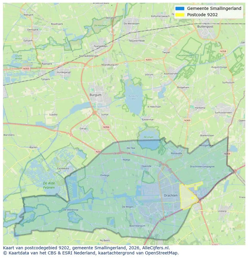 Mapa de códigos postales para 9202