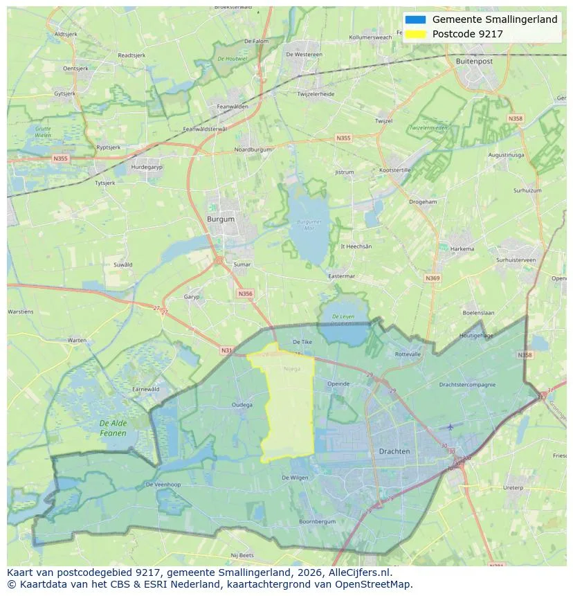 Mapa de códigos postales para 9217