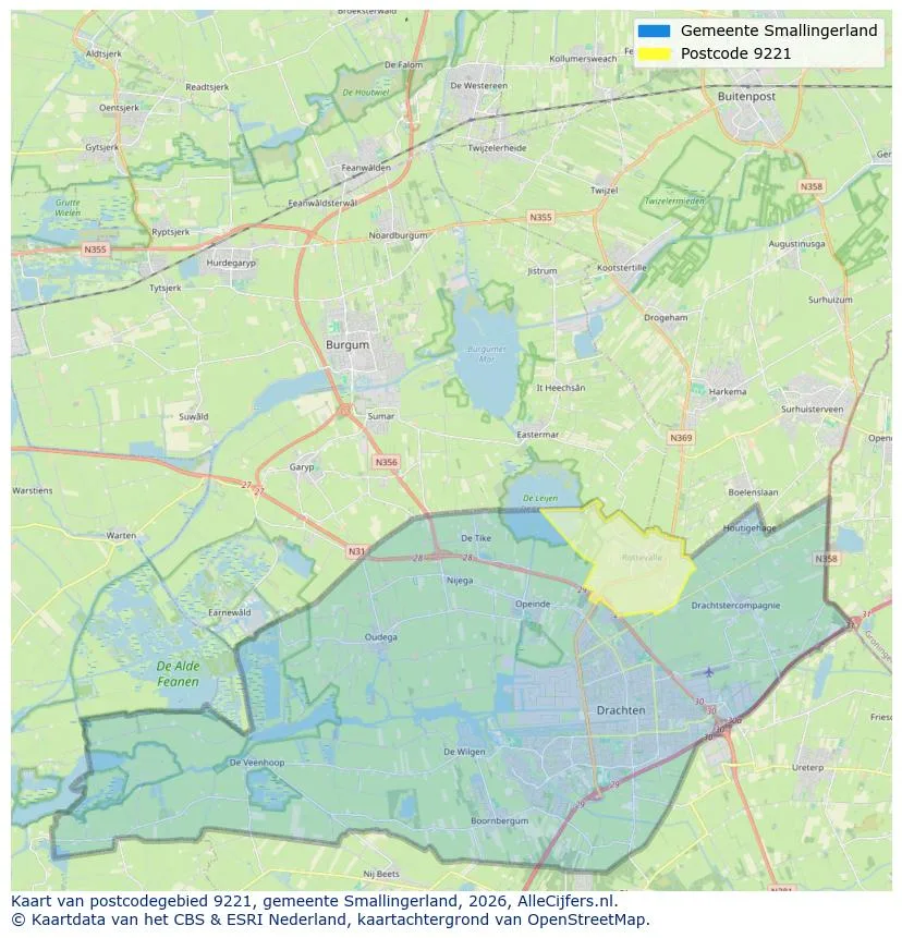 Postcode map for 9221