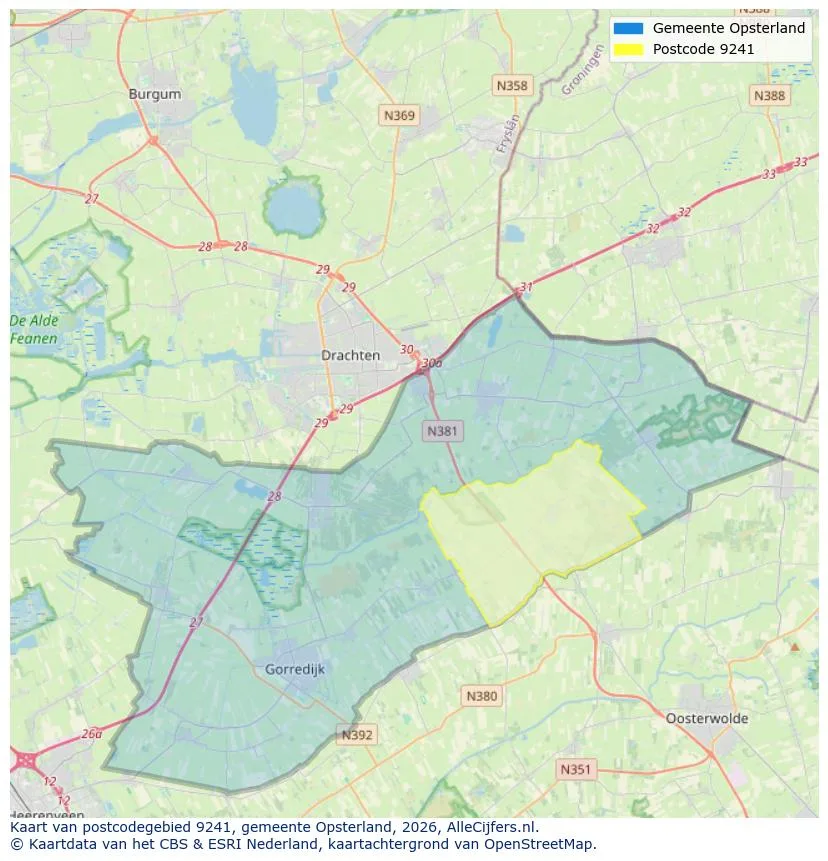 Postcodekaart voor 9241