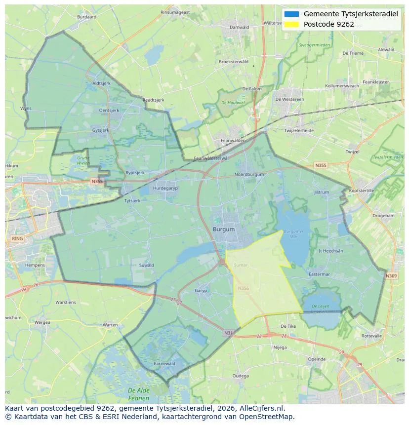 Postcode map for 9262