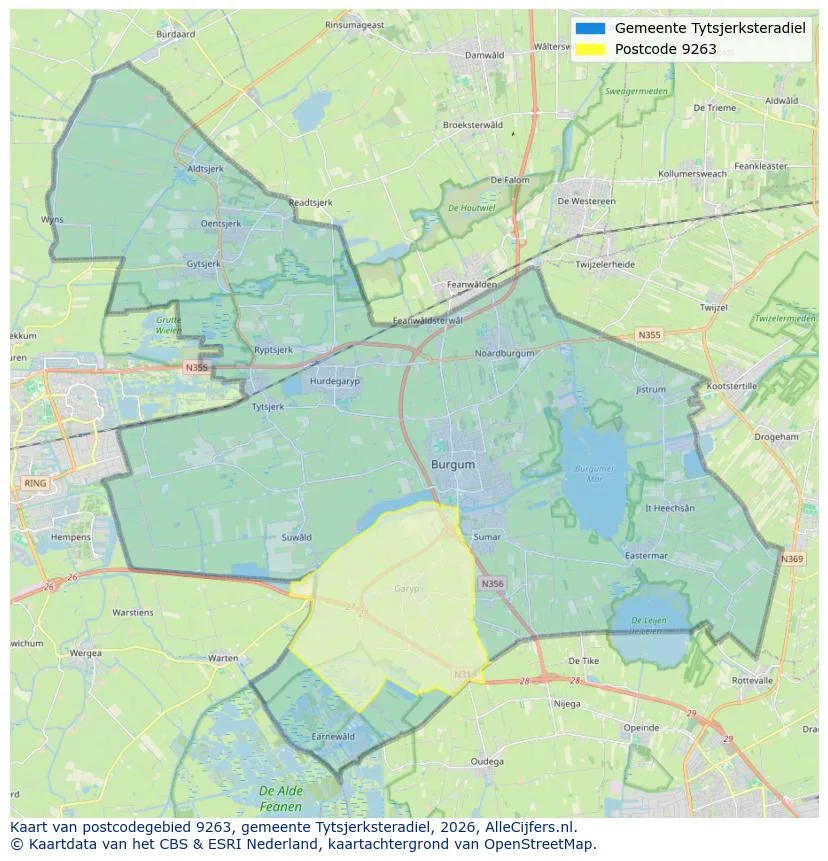Postcode map for 9263