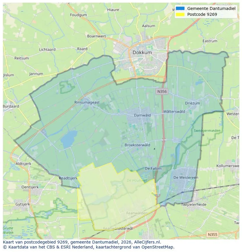 Postcodekaart voor 9269