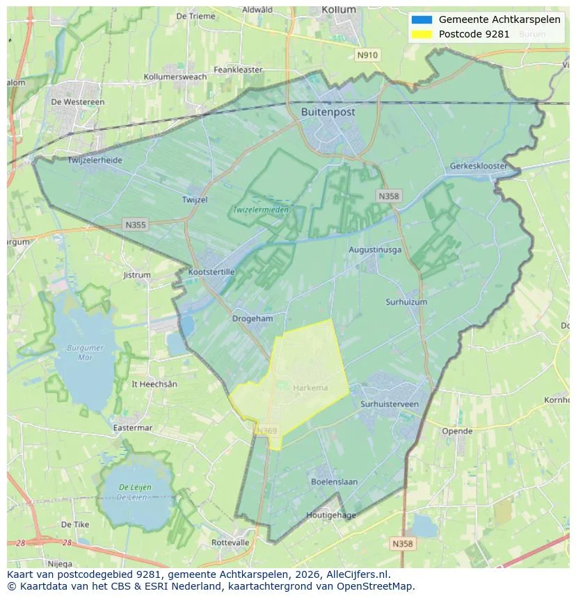 Postcodekaart voor 9281