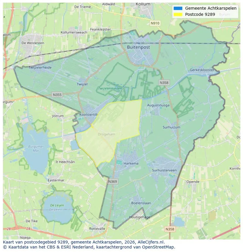 Postcode map for 9289