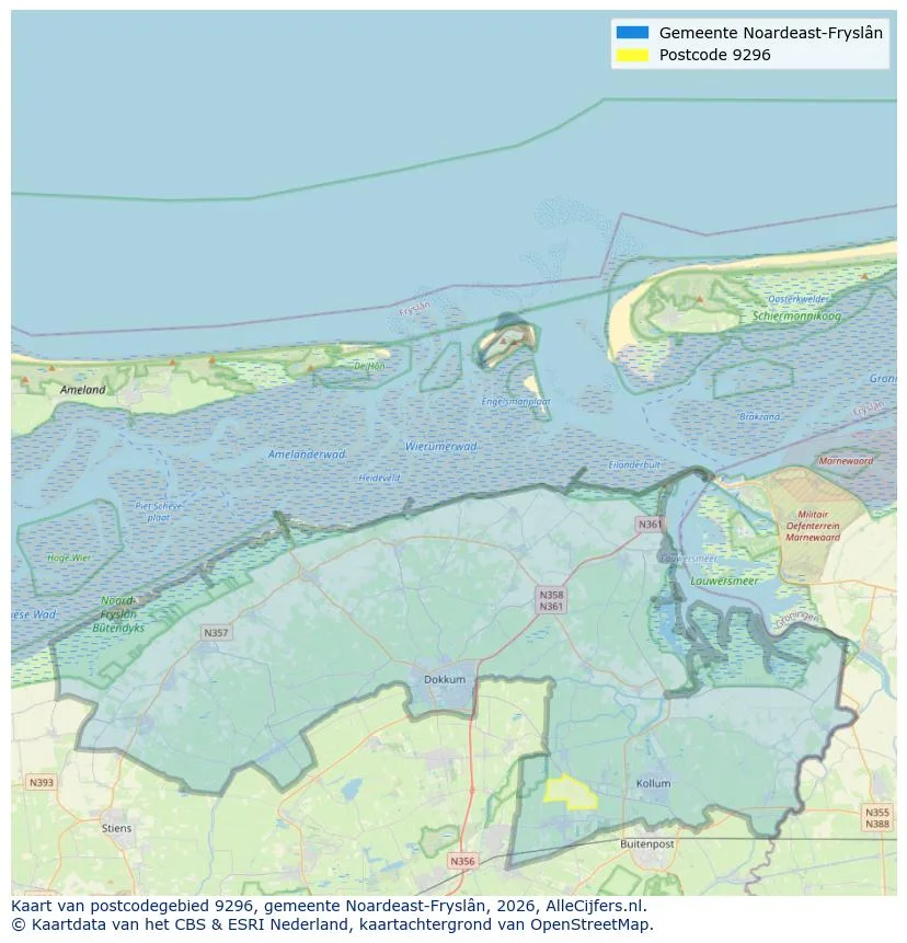 Postcode map for 9296