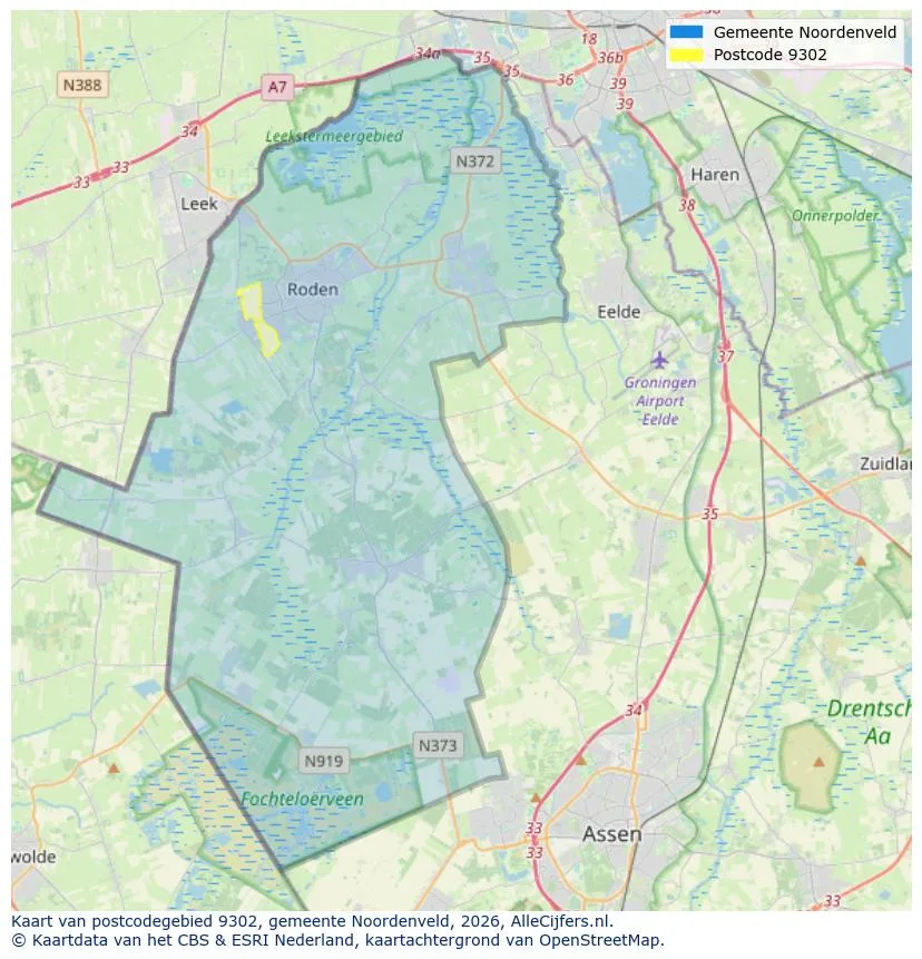 Mapa de códigos postales para 9302