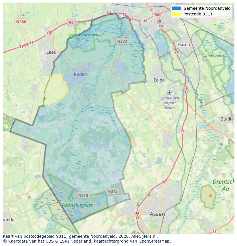 Postcodekaart voor 9311