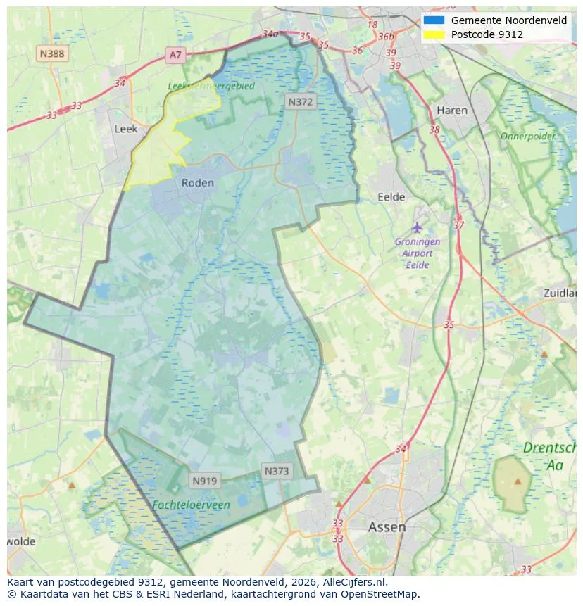 Postcodekaart voor 9312