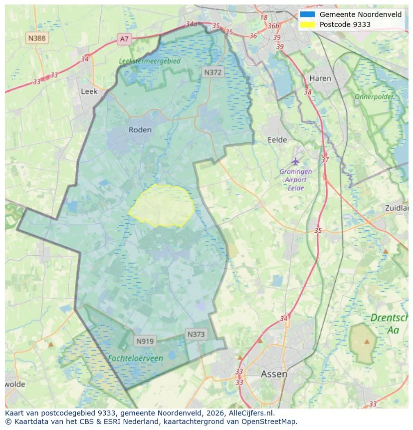 Mapa de códigos postales para 9333