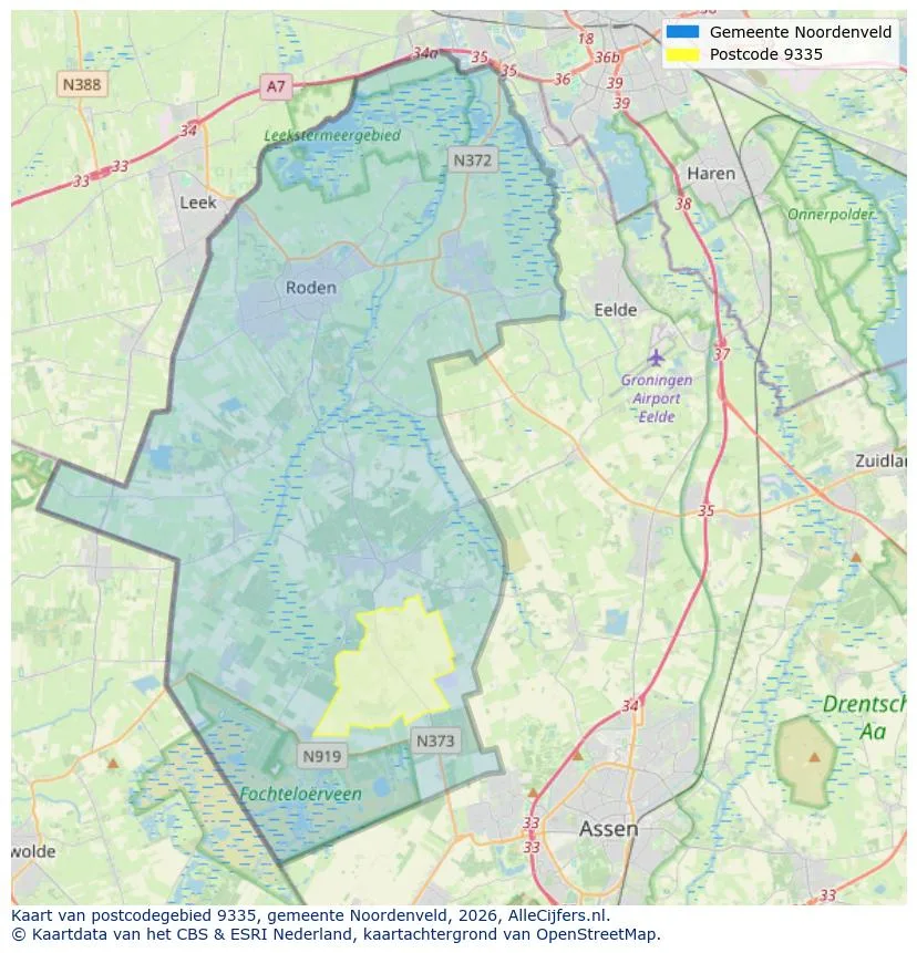 Postcodekaart voor 9335