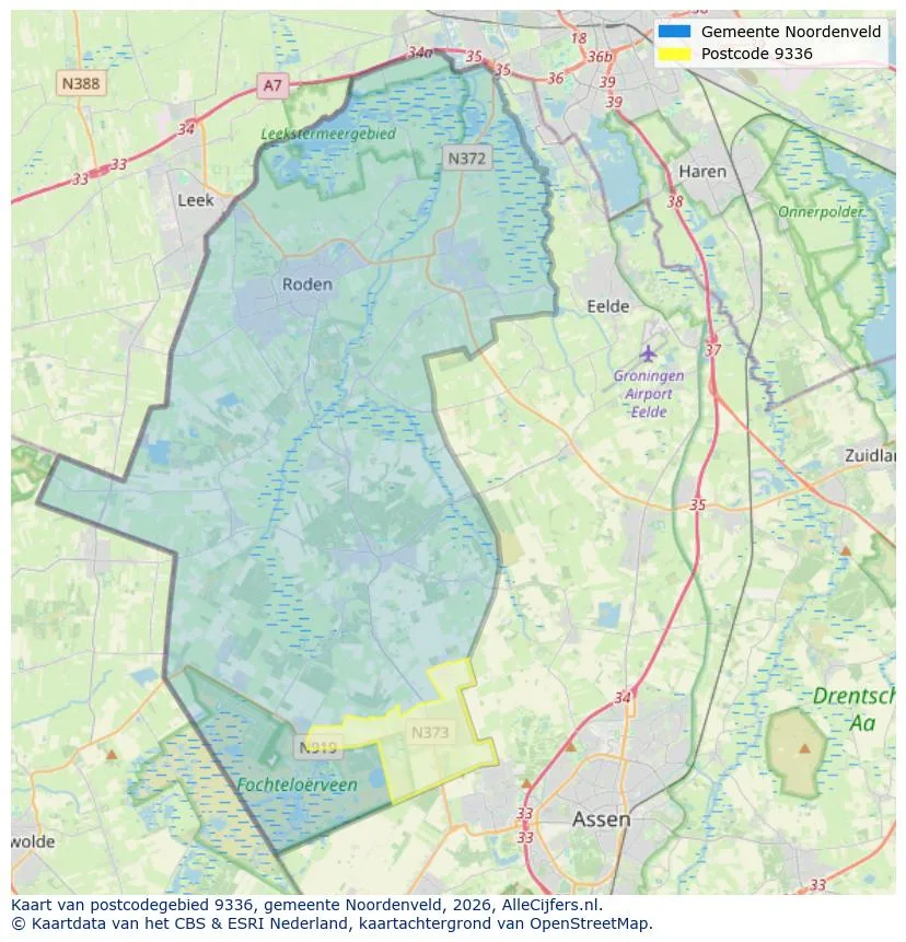 Postcodekaart voor 9336
