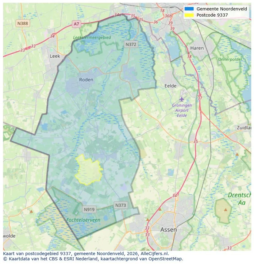 Postcodekaart voor 9337