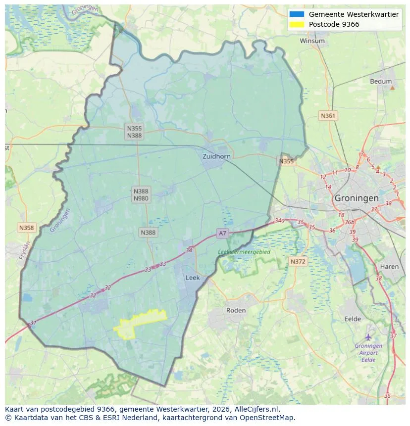 Mapa de códigos postales para 9366