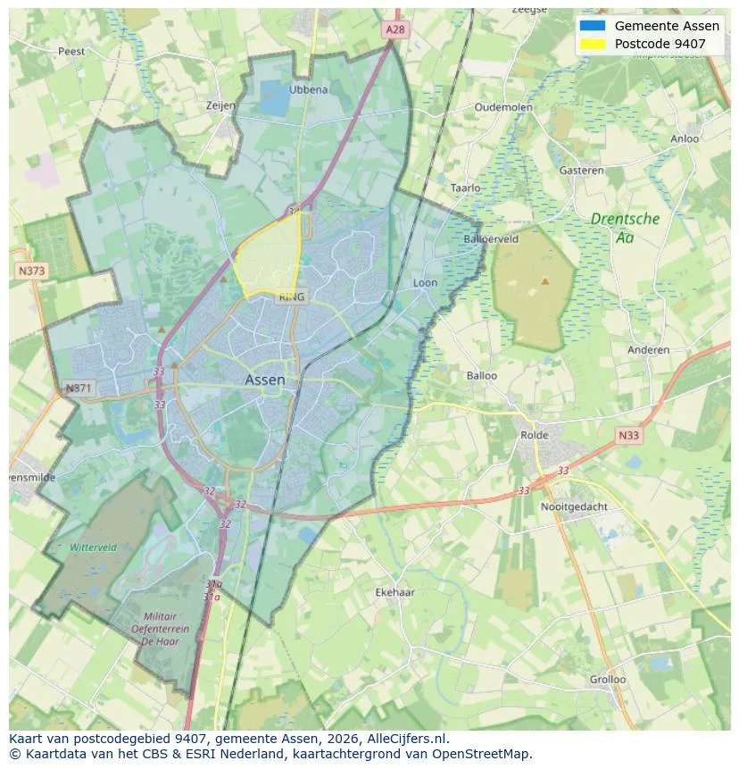 Mapa de códigos postales para 9407