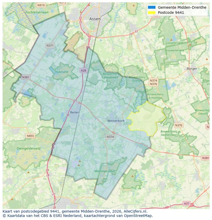 Postcodekaart voor 9441