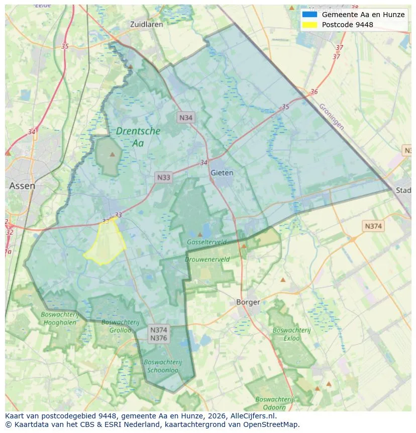 Postcodekaart voor 9448