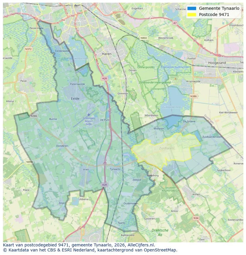 Postcodekaart voor 9471