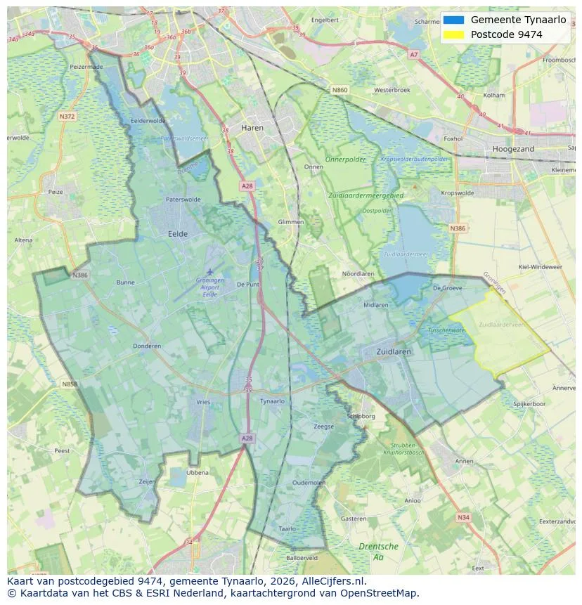 Postcodekaart voor 9474