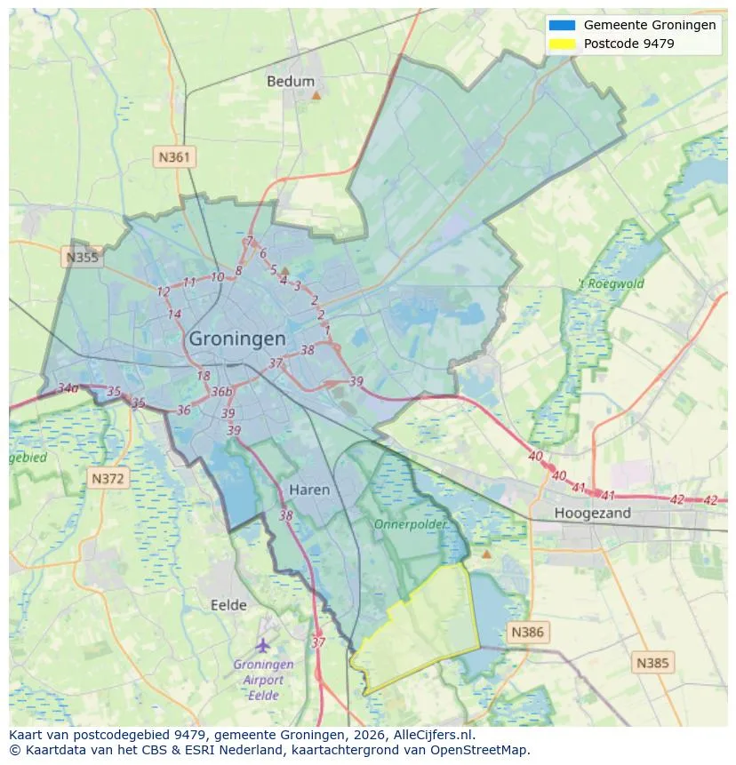 Postcodekaart voor 9479